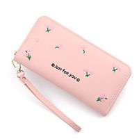 Women's Bags PU Leather Wallet Zipper Embroidered Daily Office  Career 2021 Wine Blue Blushing Pink Dusty Rose Lightinthebox - thumbnail