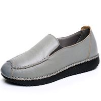 Leather Pure Color Slip On Flat Casual Shoes