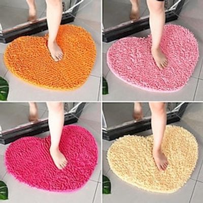 Chenille Heart shaped Floor Mat Carpet Door Mat Bathroom Water Absorbent Non slip Floor Mat Entrance Foot Mat Wedding Carpet miniinthebox