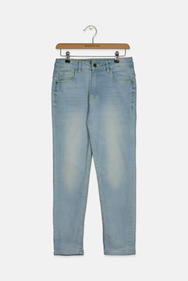 Kids Girls Adjustable Waist Jeans  Blue