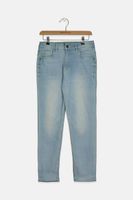 Kids Girls Adjustable Waist Jeans  Blue - thumbnail