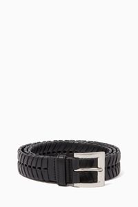 Pin-Buckle Hand-Woven Leather Belt