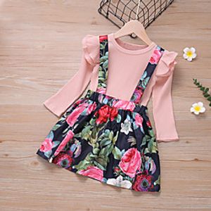 [18m-7y]girls long sleeve top and floral suspender skirt suit Lightinthebox