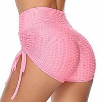bwogeeya women's butt lifting workout shorts high waisted yoga pants anti cellulite athletic booty sport tights (pink,medium) Lightinthebox - thumbnail