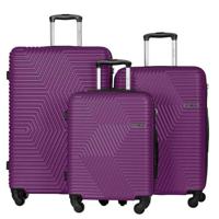 PARA JOHN Travel in Style: Sleek ABS 3-Piece Luggage Set (20"/24"/28") - PURPLE