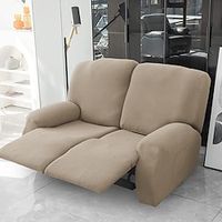 2 Seater Recliner Sofa Cover Stretch Pu Leather Black Grey High Elastic Couch Slipcover 2 Seats Cushion Reclining Furniture Protector Lightinthebox - thumbnail