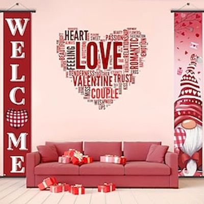 1pc Welcome Valentine's Day Poster with Hangers Courtyard Wall Art Canvas Posters Art For Home Living Room Decoration Wall Art Decor Lightinthebox