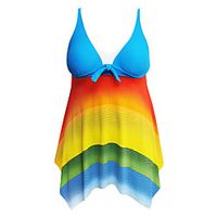 Women's Tankini Swimwear Quick Dry Stretchy Sleeveless Backless 2 Piece - Swimming Surfing Snorkeling Stripes Patchwork Summer Lightinthebox - thumbnail