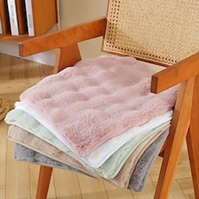 Soft Rabbit Plush Seat Cushion Nordic Minimalism Solid Color Chair Cushion Non Slip With Straps Chair Pad Home Office Seat Bar Dining Chair Seat Pads Garden Floor Cushion Lightinthebox