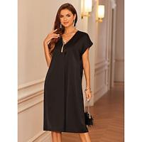 Women's Black Dress A Line Dress Midi Dress Pocket Elegant V Neck Sleeveless Black Color Lightinthebox