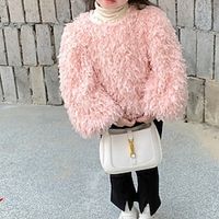 Toddler Girls' Faux Fur Coat Long Sleeve Pink Solid Color Fall Fashion School 3-7 Years Lightinthebox - thumbnail