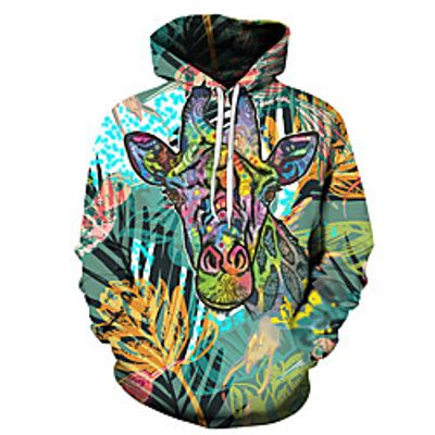 Men's Unisex Plus Size Pullover Hoodie Sweatshirt Graphic Prints Reindeer Print Hooded Casual Daily Holiday 3D Print Basic Designer Hoodies Sweatshirts  Long Sleeve Green miniinthebox