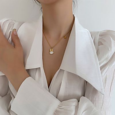 2021 new non-fading titanium steel rabbit necklace female light luxury niche design sense gold net red clavicle chain Lightinthebox