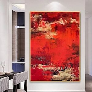 Oil Painting Handmade Hand Painted Wall Art Red Atmosphere Abstract Home Decoration Decor Stretched Frame Ready to Hang miniinthebox