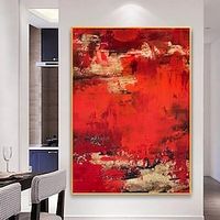 Oil Painting Handmade Hand Painted Wall Art Red Atmosphere Abstract Home Decoration Decor Stretched Frame Ready to Hang miniinthebox - thumbnail