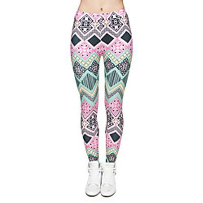 Women's Sporty Comfort Sports Gym Yoga Leggings Pants Patterned Ankle-Length Print Purple Blushing Pink miniinthebox