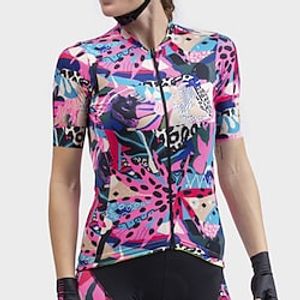 21Grams Women's Short Sleeve Cycling Jersey Floral Botanical Bike Shirt Mountain Bike MTB Road Bike Cycling Rose Red Quick Dry Moisture Wicking Sports Clothing Apparel  Athleisure Lightinthebox