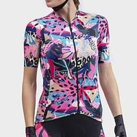 21Grams Women's Short Sleeve Cycling Jersey Floral Botanical Bike Shirt Mountain Bike MTB Road Bike Cycling Rose Red Quick Dry Moisture Wicking Sports Clothing Apparel  Athleisure Lightinthebox - thumbnail