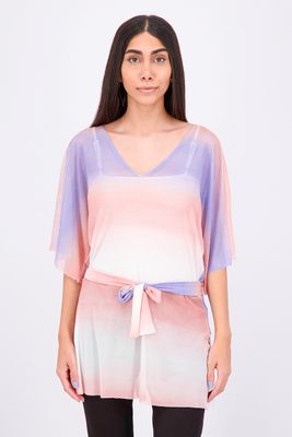 Womens Ombre Mesh Tunic Purple/Pink Womens Ombre Mesh Tunic Purple/Pink