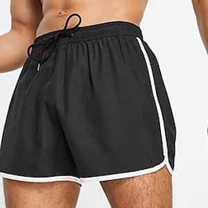 Men's Workout Shorts Athletic Bottoms with White Trim Drawstring Running Jogging Training Bodybuilding Breathable Quick Dry Moisture Wicking Sport Color Block Black  Micro-elastic Lightinthebox