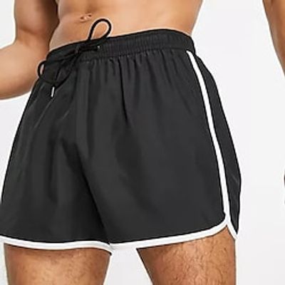 Men's Workout Shorts Athletic Bottoms with White Trim Drawstring Running Jogging Training Bodybuilding Breathable Quick Dry Moisture Wicking Sport Color Block Black  Micro-elastic Lightinthebox