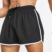 Men's Workout Shorts Athletic Bottoms with White Trim Drawstring Running Jogging Training Bodybuilding Breathable Quick Dry Moisture Wicking Sport Color Block Black  Micro-elastic Lightinthebox - thumbnail