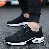 Men's Trainers Athletic Shoes Lace up Casual Classic Chinoiserie Daily Outdoor Running Shoes Walking Shoes Tissage Volant Breathable Non-slipping Wear Proof Blue Gray Black Fall miniinthebox - thumbnail