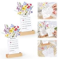 2024 Bloomy Flowers Desk Calendar,2024 Desk Calendar, Creative Flower Mini Desk Calendar 2024, Flowers Desk Calendar for Office Desk Decor Lightinthebox - thumbnail