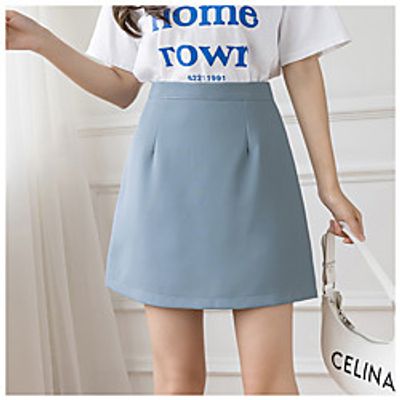 Women's Homecoming Date Basic Streetwear Short Skirts Solid Colored Blue Yellow Blushing Pink miniinthebox