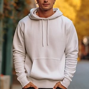 Men's Hoodie White Hooded Plain Sports  Outdoor Daily Holiday Streetwear Cool Casual Spring   Fall Clothing Apparel Hoodies Sweatshirts  Lightinthebox