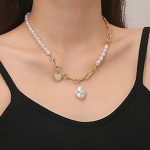 Choker Necklace Chrome Rhinestones Women's Fashion Artistic Simple Beads Heart Geometric Necklace For Street Daily Holiday Lightinthebox