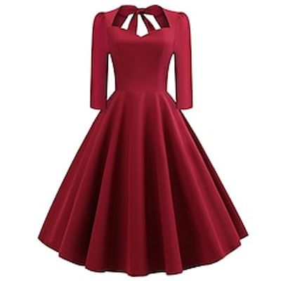 Audrey Hepburn Retro Vintage 1950s Vintage Dress Cocktail Dress Swing Dress Flare Dress Women's Costume Vintage Cosplay Party  Evening Long Sleeve Dress Masquerade Lightinthebox