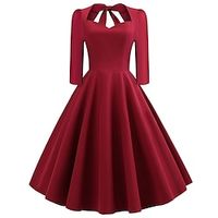 Audrey Hepburn Retro Vintage 1950s Vintage Dress Cocktail Dress Swing Dress Flare Dress Women's Costume Vintage Cosplay Party  Evening Long Sleeve Dress Masquerade Lightinthebox - thumbnail