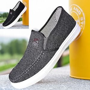 Men's Loafers  Slip-Ons Casual Shoes Comfort Shoes Crib Shoes Casual Daily Canvas Breathable Comfortable Slip Resistant Black Grey Spring Fall Lightinthebox