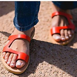 Women's Sandals Boho Bohemia Beach Round Toe PU Solid Colored White Black Red Lightinthebox