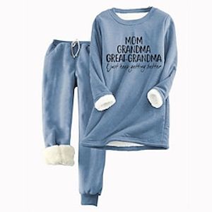 Women's Hoodie Tracksuit Pants Sets Fleece Letter Pink Blue Gray Drawstring Print Long Sleeve Casual Daily Warm Daily Hooded Regular Fit Fall  Winter Lightinthebox