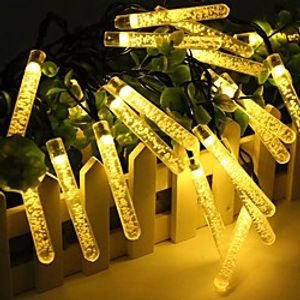 Outdoor Solar LED String Light Bubble Icicle 30LEDs 50LEDs Outdoor Waterproof 6.5M 7M Fairy Light String Warm White Colorful White 8 Modes Christmas Wedding Holiday Party Garden Patio Decoration Lamp miniinthebox
