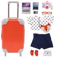 18 Inch American Doll Accessories Suitcase 10 Piece Set Of Doll Dolls Playhouse Travel Set Lightinthebox - thumbnail