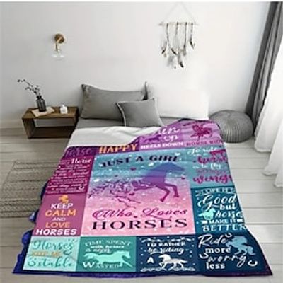 Best Gift For Girl Who Loves Horses, Digital Printed Flannel Plush Blanket, Lunch Break Blanket, Sofa, Bedding Supplies Lightinthebox
