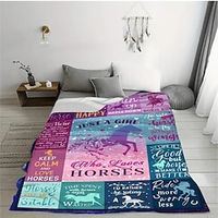 Best Gift For Girl Who Loves Horses, Digital Printed Flannel Plush Blanket, Lunch Break Blanket, Sofa, Bedding Supplies Lightinthebox - thumbnail
