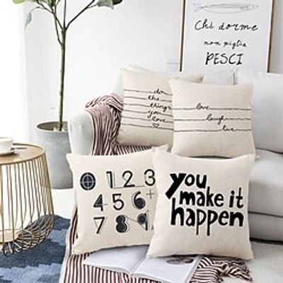 Words Double Side Cushion Cover 4PC Soft Decorative Square Throw Pillow Cover Cushion Case Pillowcase for Bedroom Livingroom Superior Quality Machine Washable Indoor Cushion for Sofa Couch Bed Chair Lightinthebox