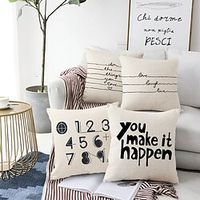 Words Double Side Cushion Cover 4PC Soft Decorative Square Throw Pillow Cover Cushion Case Pillowcase for Bedroom Livingroom Superior Quality Machine Washable Indoor Cushion for Sofa Couch Bed Chair Lightinthebox - thumbnail