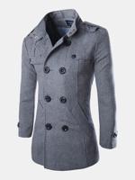 Mens Fashion Woolen Trench Coat