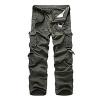 Men's Basic Daily Tactical Cargo Pants Solid Colored Full Length Black Army Green Khaki Gray miniinthebox - thumbnail
