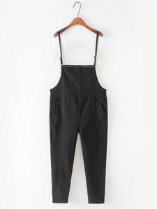 Casual Solid Spaghetti Strap Pockets Jumpsuits