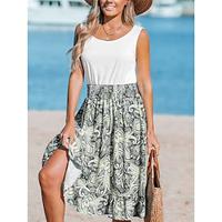 Women's Paisley Dress Casual Dress Paisley Print Crew Neck Mini Dress Streetwear A Line Street Holiday Sleeveless Regular Fit Green Summer S M L XL 2XL Lightinthebox