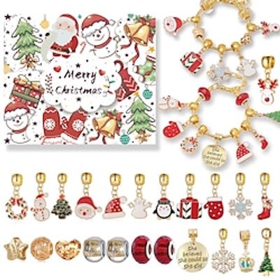 Christmas Countdown Calendar Gift Box Set, Diy Beaded Hand Ornaments, Advent Christmas Tree Bracelet Gift, Christmas Gift, Xmas Christmas Decor Lightinthebox