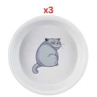Trixie Ceramic Bowl With Motif For Cats Grey 13cm (Pack of 3)