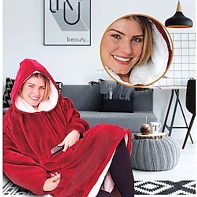 Tv Lazy Blanket Lazy wearable blanket Cold Resistant wearable blanket Outdoor Solid Color Warm Clothes Plush Tv Blanket Lightinthebox