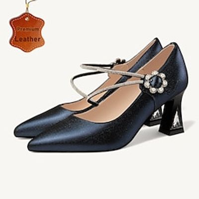 Women's Heels Wedding Shoes Dress Shoes Sparkling Shoes Flower Kitten Heel Cone Heel Square Toe Elegant Vintage Premium Leather Magic Tape Wine Blue Lightinthebox